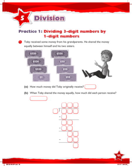 Work Book, Dividing 3-digit numbers by 1-digit numbers