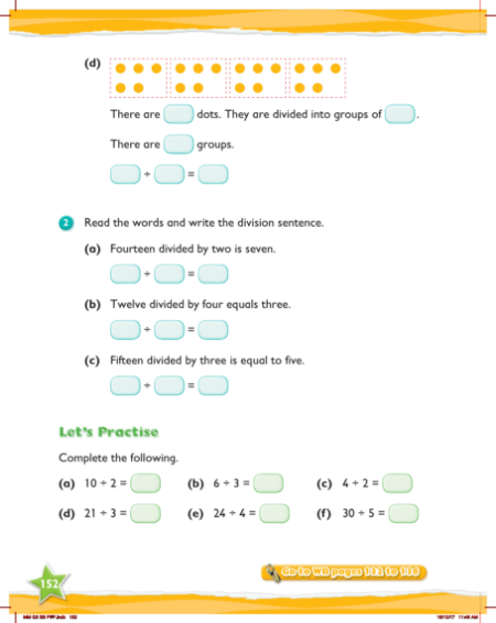 Try it, Review of equal sharing and equal grouping (2
