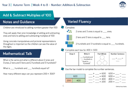 Add and subtract multiples of 100: Varied Fluency