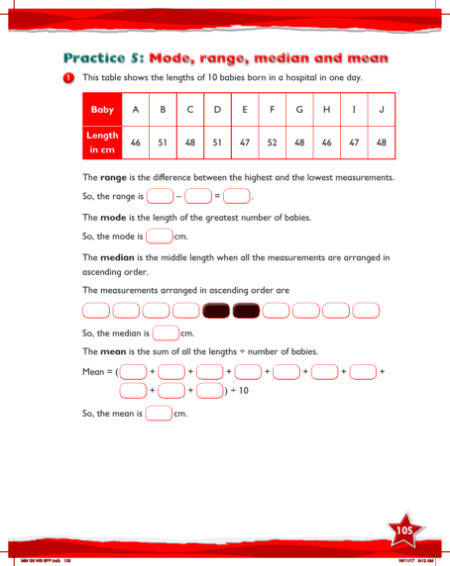 Max Maths, Year 6, Work Book, Mode, range, median and mean