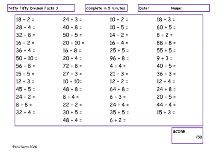 Division Facts 3