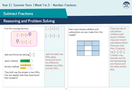 Subtract Fractions: Reasoning and Problem Solving