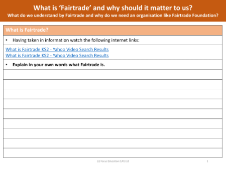 What is fairtrade? - Writing task