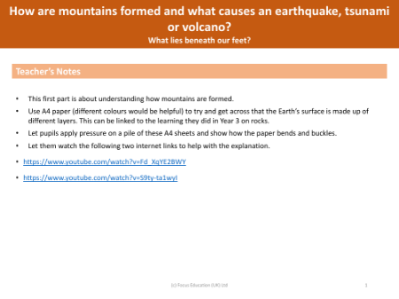 What lays beneath our feet? (tectonic plates etc) - Teacher notes