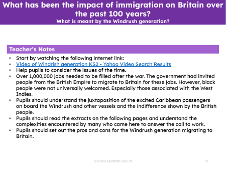 What is meant by the Windrush generation? - Teacher notes