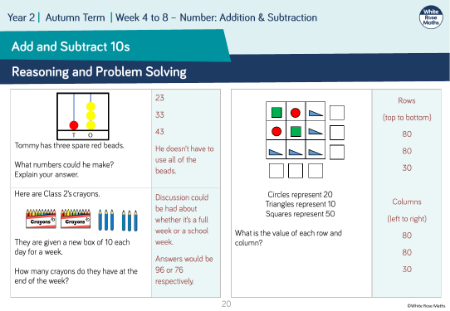 Add and subtract 10s: Reasoning and Problem Solving