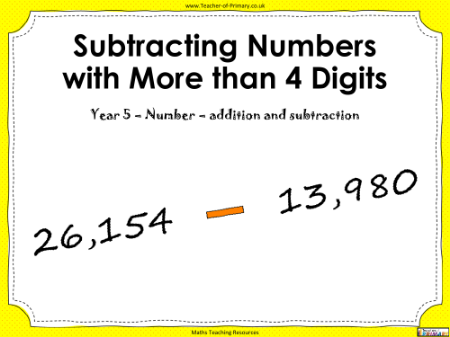 Subtracting Numbers with More than 4 Digits - PowerPoint