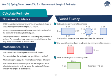 Calculate perimeter: Varied Fluency