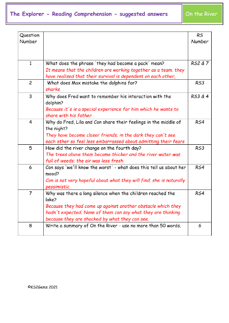 4. Reading Comprehension suggested answers