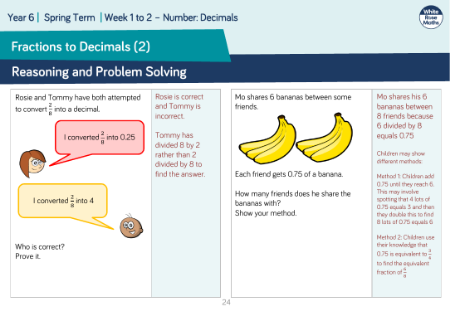 Fractions to Decimals (2): Reasoning and Problem Solving