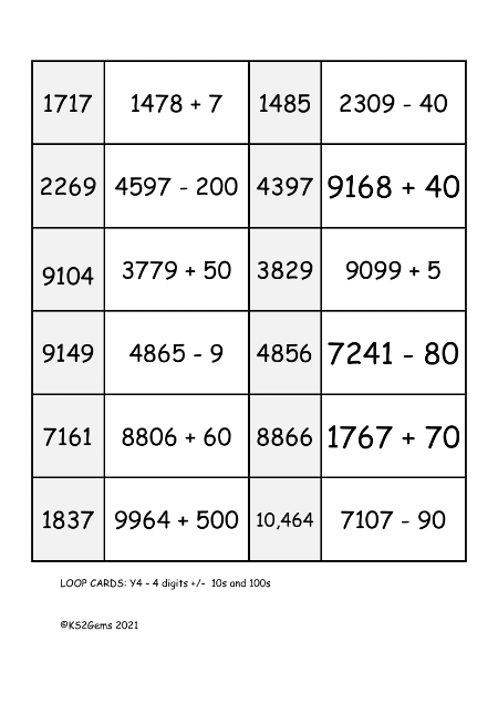 Adding and Subtracting 1s, 10s and 100s