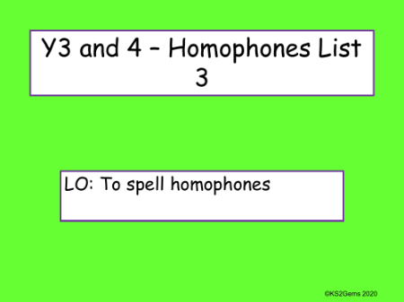 Homophones List 3 Presentation