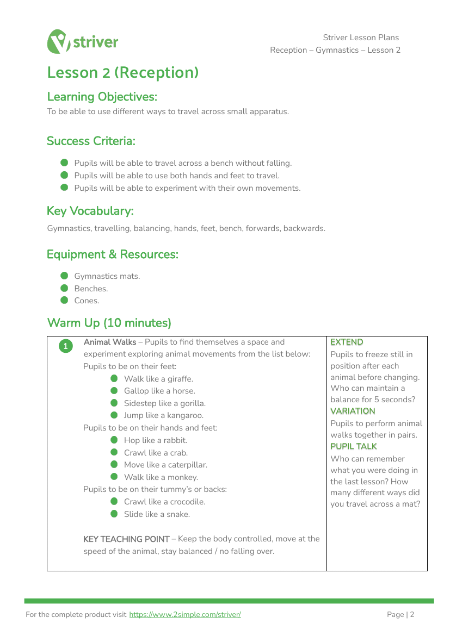 Gymnastics - Lesson 2