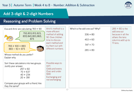 Add 3-digit and 2-digit numbers â€” crossing 100: Reasoning and Problem Solving