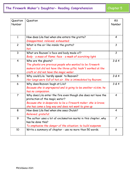 5. Reading Comprehension answers