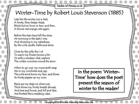 Christmas Poetry Unit - Lesson 6 - Winter Time Worksheet