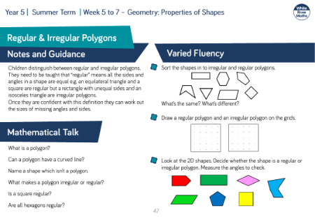 Regular and Irregular Polygons: Varied Fluency