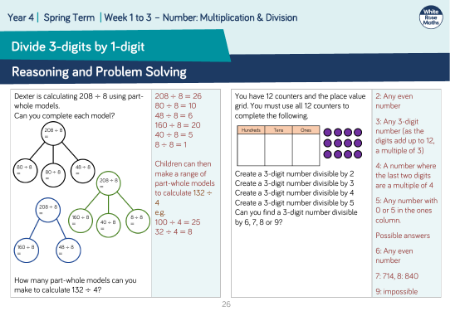 Divide 3-digits by 1-digit: Reasoning and Problem Solving