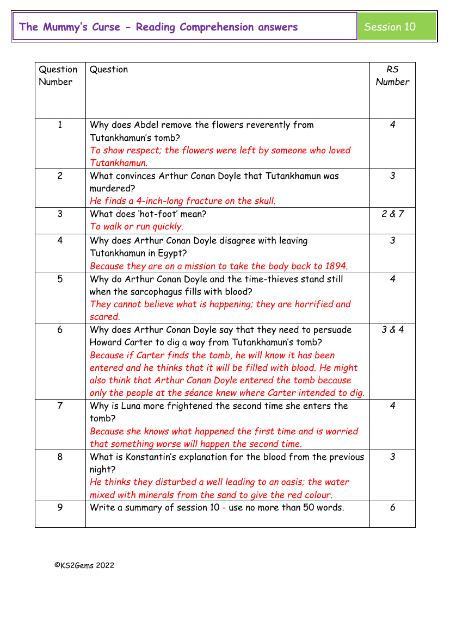 5. Reading Comprehension answers