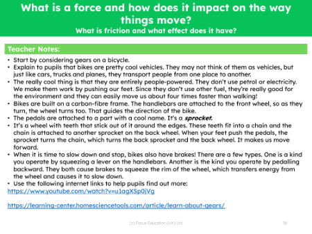 What is friction and what effect does it have? - teacher's notes