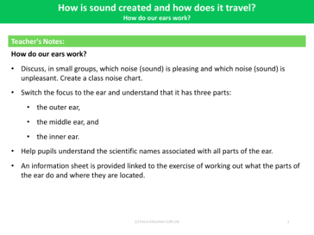 How do our ears work? - Teacher notes