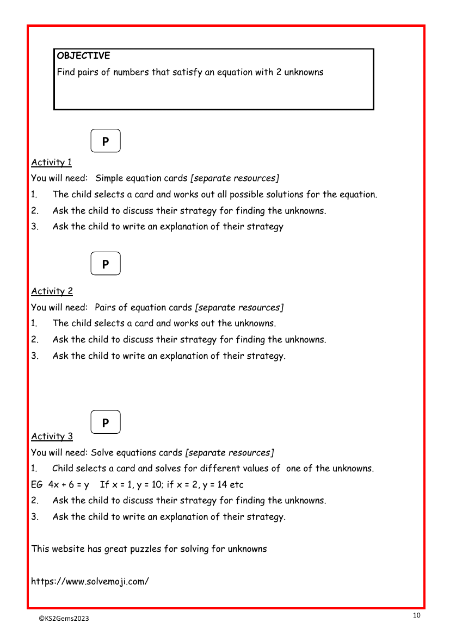 Equations with 2 unknowns worksheet