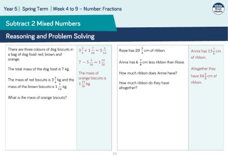 Subtract 2 Mixed Numbers: Reasoning and Problem Solving