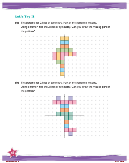 Max Maths, Year 5, Try it, Creating patterns with 2 lines of symmetry