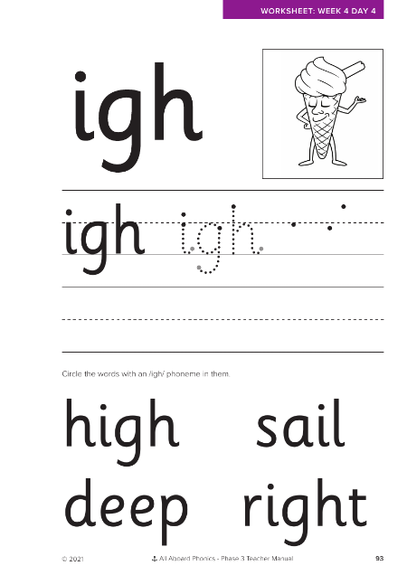 Letter formation - "igh"  - Worksheet 