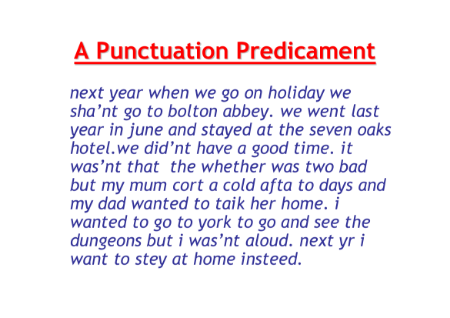 Writing to Entertain - Lesson 1 - Punctuation Predicament Worksheet