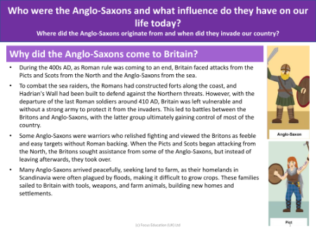 Why did the Anglo-Saxons come to Britain? - Anglo-Saxons - Year 5