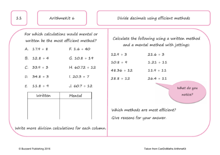 Divide decimals using efficient methods