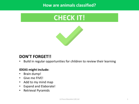 Check it! - How are Animals Classified - Year 1