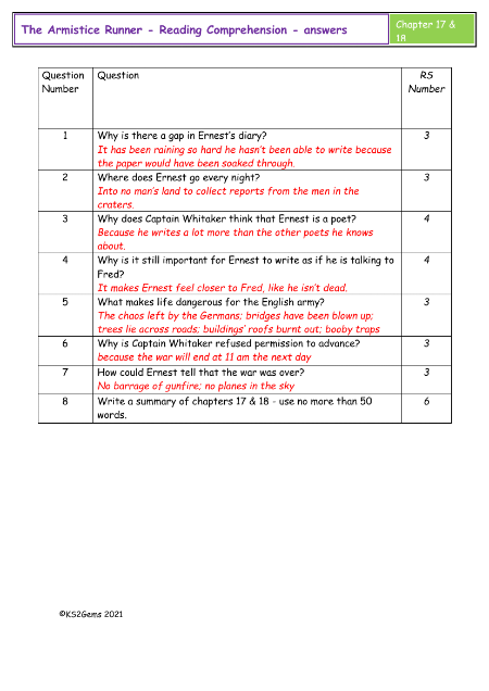 4. Reading Comprehension Answers