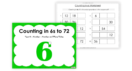 Counting in 6s to 72