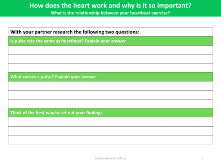 Pulses - Research worksheet