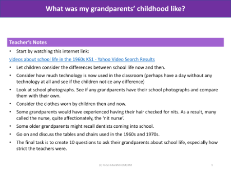 How different were our grandparents' school days? - Teacher notes
