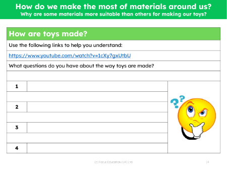 Your questions about how toys are made - Worksheet