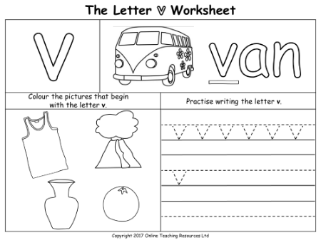 The Letter V - Worksheet