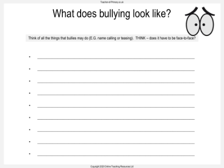 Bullying - Discussion Texts - Worksheet