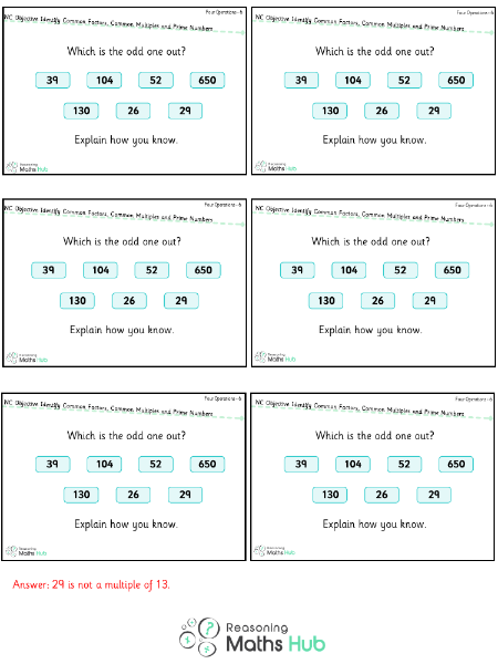 Identify Common Factors, Common Multiples and Prime Numbers 2 - Reasoning