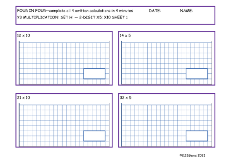 Multiplication Set H 2 digit number  5, 10