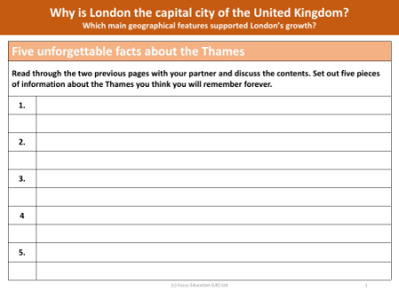 5 unforgettable facts about the Thames - Worksheet