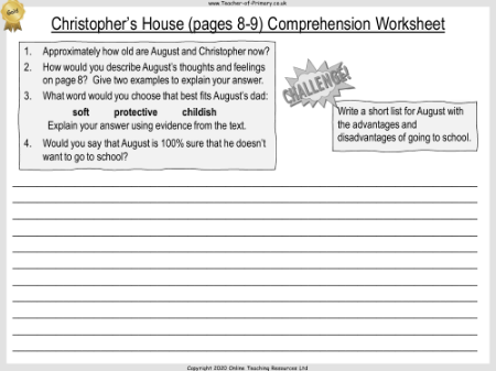 Christopher's House - Comprehension Worksheet 3