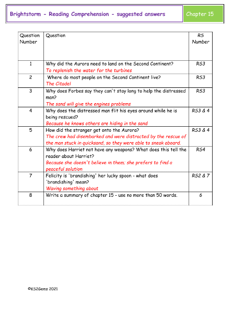 5. Reading Comprehension suggested answers