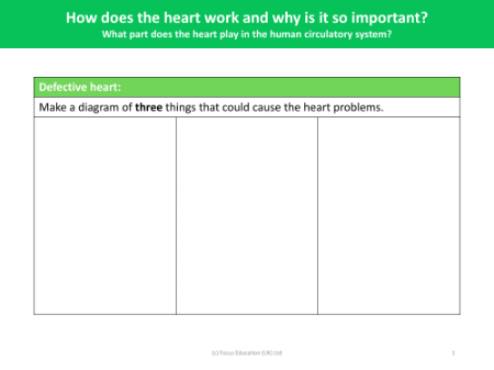 Defective heart - Diagram sheet