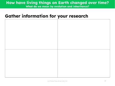 Gathering information and research task - worksheet