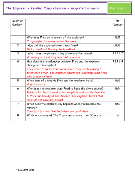 4. Reading Comprehension suggested answers