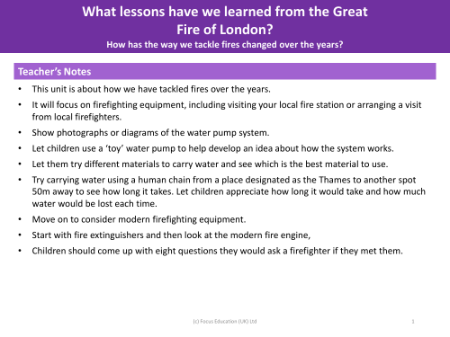 How has the way we tackle fires changed over the years? - Teacher notes