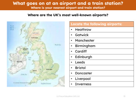 Locate on a map - UK's most well known airports